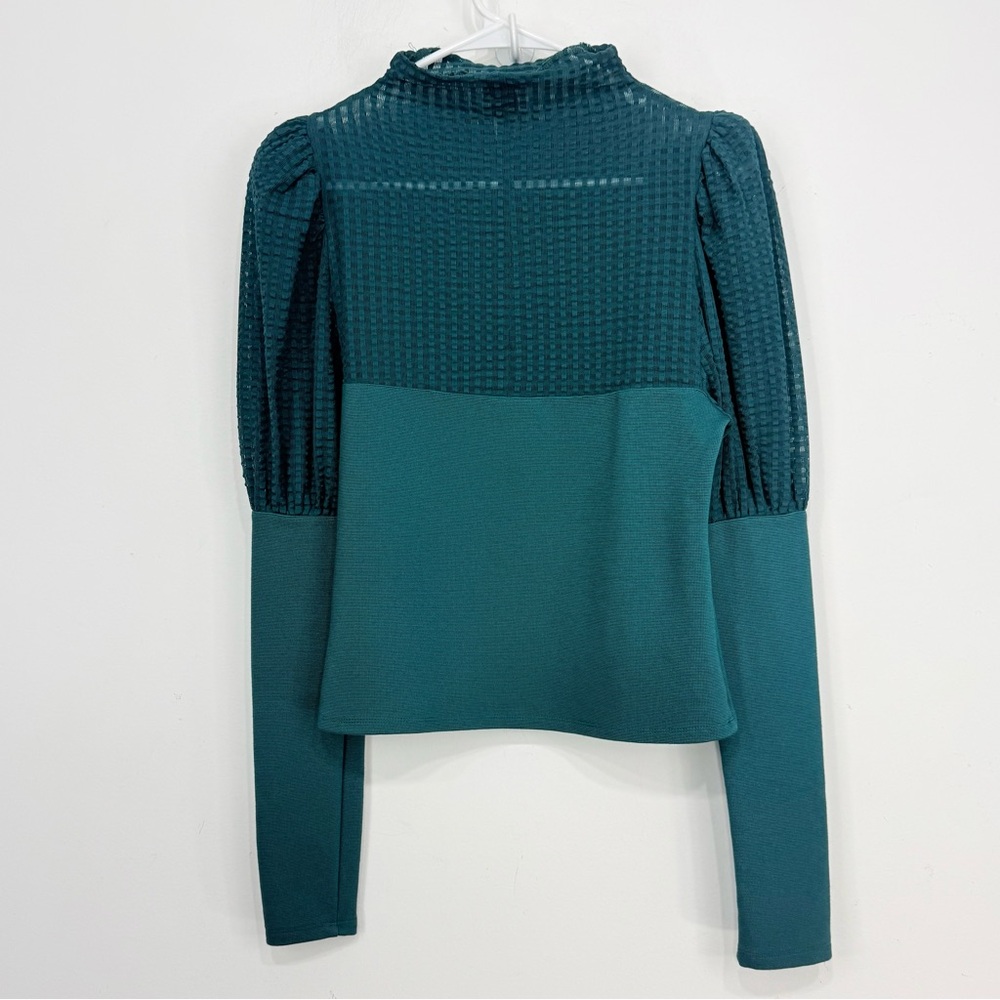 Maeve Teal Textured Puff Sleeve Top - Picture 11 of 16